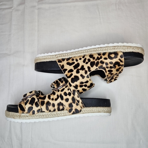 AQUA Kail Leopard-Print Calf Hair Slide Sandals NWT 7.5 Retail $120 - Picture 6 of 13